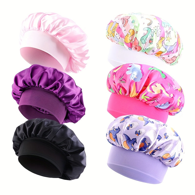 Shower Caps 6 Pack Unicorn Colorful - Adjustable Reusable Printed Shower Cap with Elastic Band for Women, Spa, Salon, Bath & Travel | Waterproof Hair Cap Set