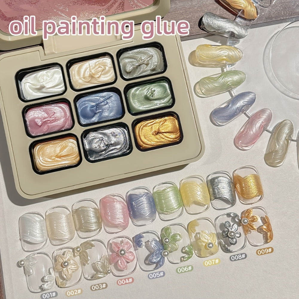 MORDDA Nine Grid Pearl Cream Oil Painting Gel - A Nail Gel Featuring a Spiral Design Ideal for Shell-Shaped Nails, Showcasing a Pearlescent Shimmer And a Mother-Of-Pearl Texture, Perfect for Salon Nail Art And Projects