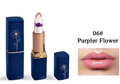 Flower Color Changing Lip Balm Set 6 Pcs - pH Reactive Tint Turns Pink, 6 Flavors, Moisturizing Transparent Lipstick, Cute Floral Design, Gift-Ready Beauty Makeup for Women & Girls