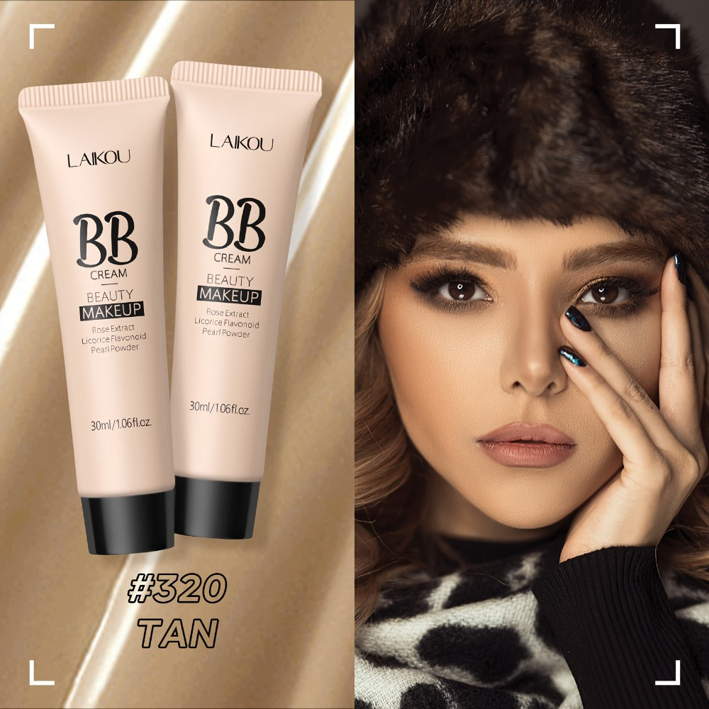 BB Cream 2PCS Set by LAIKOU – Waterproof Long-Wearing Foundation with Pore-Minimizing & Blemish-Covering Concealer, Glycerin-Infused Formula, 9 Shades, 30ml/1.06fl.oz Each