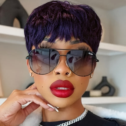 Short Pixie Cut Wig with Bangs Wavy Synthetic Hair for Women 8 Colors Blonde Purple Blue Redhead Low Maintenance Festival Halloween Party Daily Wear 4 Inch