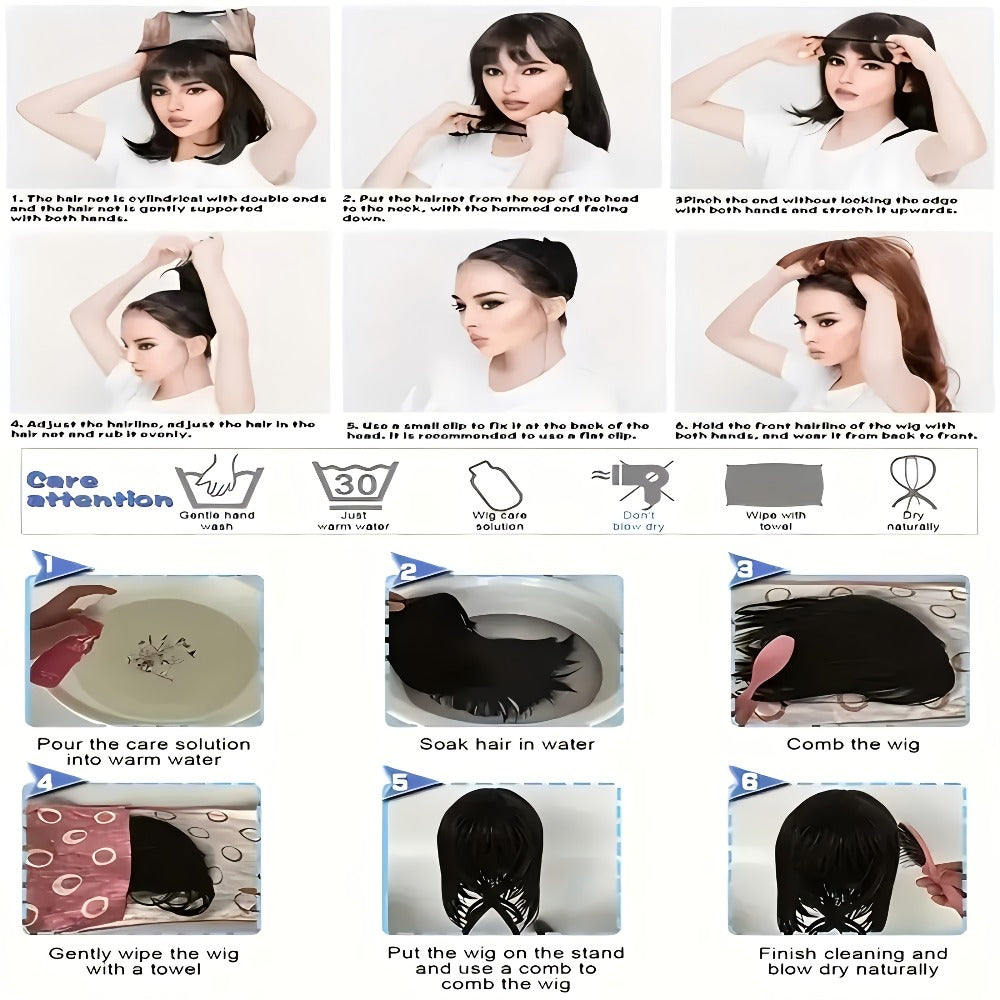 Body Wave Wig with Bangs Synthetic Hair 24 Inch Light Brown Golden Highlights Rose Net Cap Heat Friendly Natural Volume Long Wavy Wig Women Daily Wear Party Cosplay