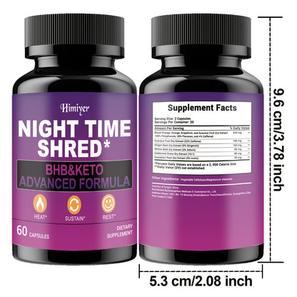 Night Time Fat Burner for Women — Shred Mask with Caffeine, Goji Berries & Dandelion Root | Supports Metabolism, Sleep & Antioxidant Defense | Women's Capsules | 1 or 3 Pack