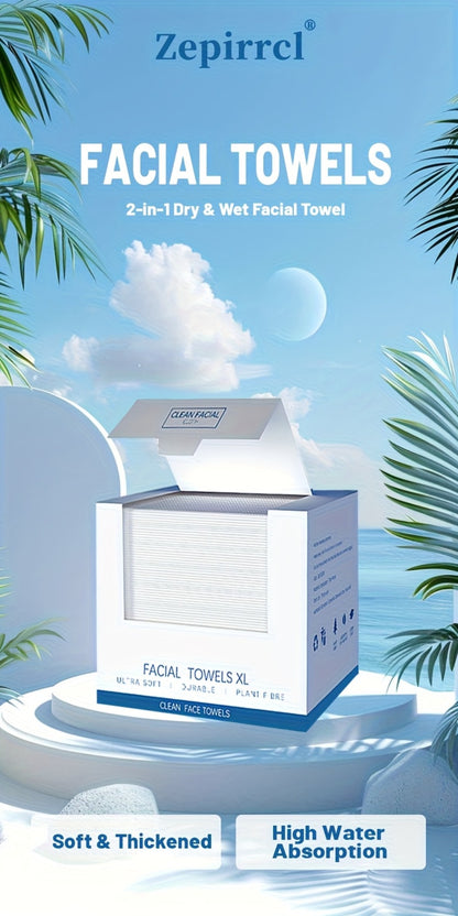 Disposable Facial Towels — Ultra-Soft Unscented Cleansing Wipes for All Skin Types | Thick Makeup Remover & Face Cleansing Cloths | 50 or 150 Sheets 10.24x11.81in