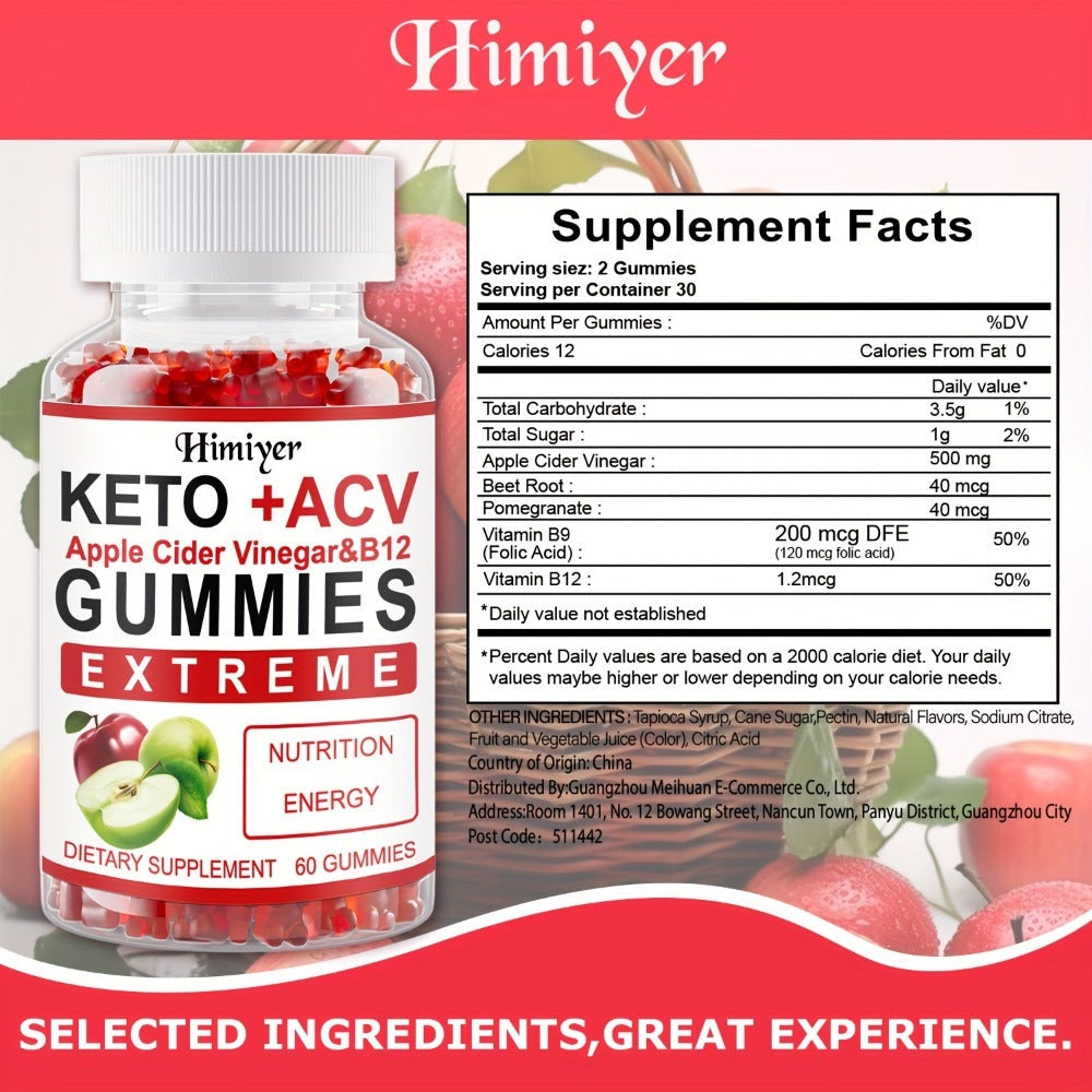 2 Bottles Of 120 Capsules - Keto ACV Apple Cider Vinegar & B12 Apple Cider Vinegar, Added Pomegranate Beet Juice Powder B12 Vegetarian Gummies - One In The Morning And Evening Can Last for Two Months