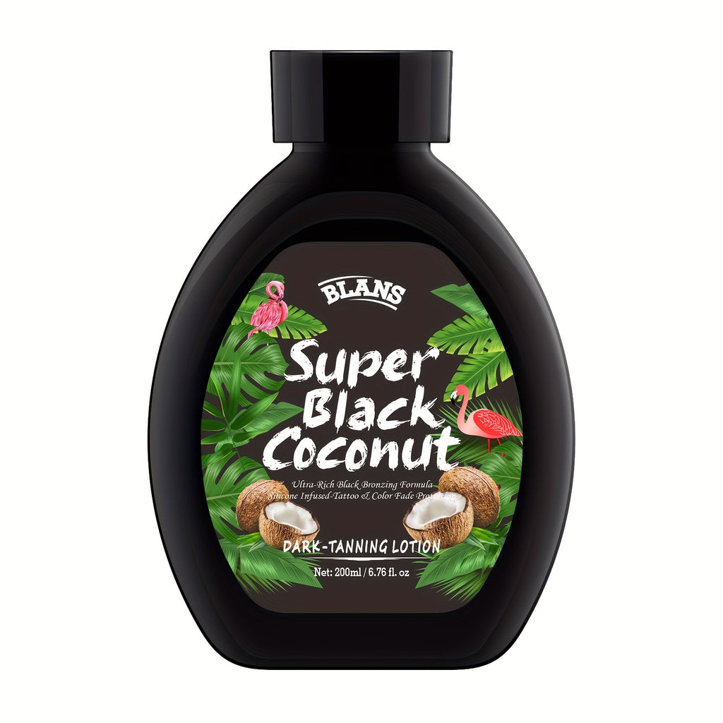Super Black Coconut 6.76Oz Tanning Cream - Unisex Adult, Medium Skin Tone, Daily Skin Care, All Skin Types, Alcohol-Free, Bpa-Free, Natural Glow, Easy to Apply, Sunless Bronzing Lotion, Natural-Looking Tan