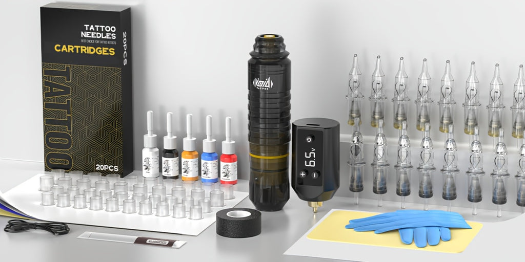 VOID Tattoo Machine Kit Tattoo Pen Kit Complete Set With 20 Tattoo Cartridge Needles 5 Tattoo Ink And Tattoo Gun Power Supply For Beginners And Tattoo Artists, Perfect Gift