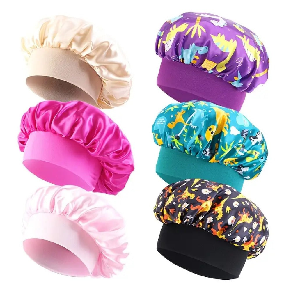 Shower Caps 6 Pack Unicorn Colorful - Adjustable Reusable Printed Shower Cap with Elastic Band for Women, Spa, Salon, Bath & Travel | Waterproof Hair Cap Set