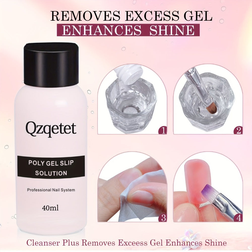 Polymer Gel Nail Extension Kit - 6 Colors with Nail Art Additions, Starter Kit, Mini Light, Use at Home, Including Nail Gel And More, USB Powered, Gel Nail Supplies, Easy to Operate, Slip Solution for Beginners