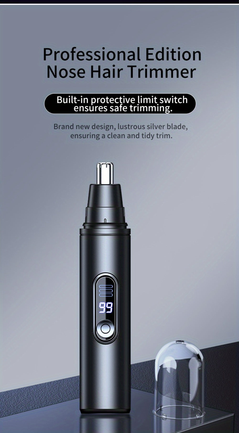Electric Nose Hair Trimmer, Painless Facial Hair Removal Device for Men And Women - with LED Display Screen, USB Charging, Suitable for Trimming Nose Hair, Ear Hair, Eyebrows, Etc