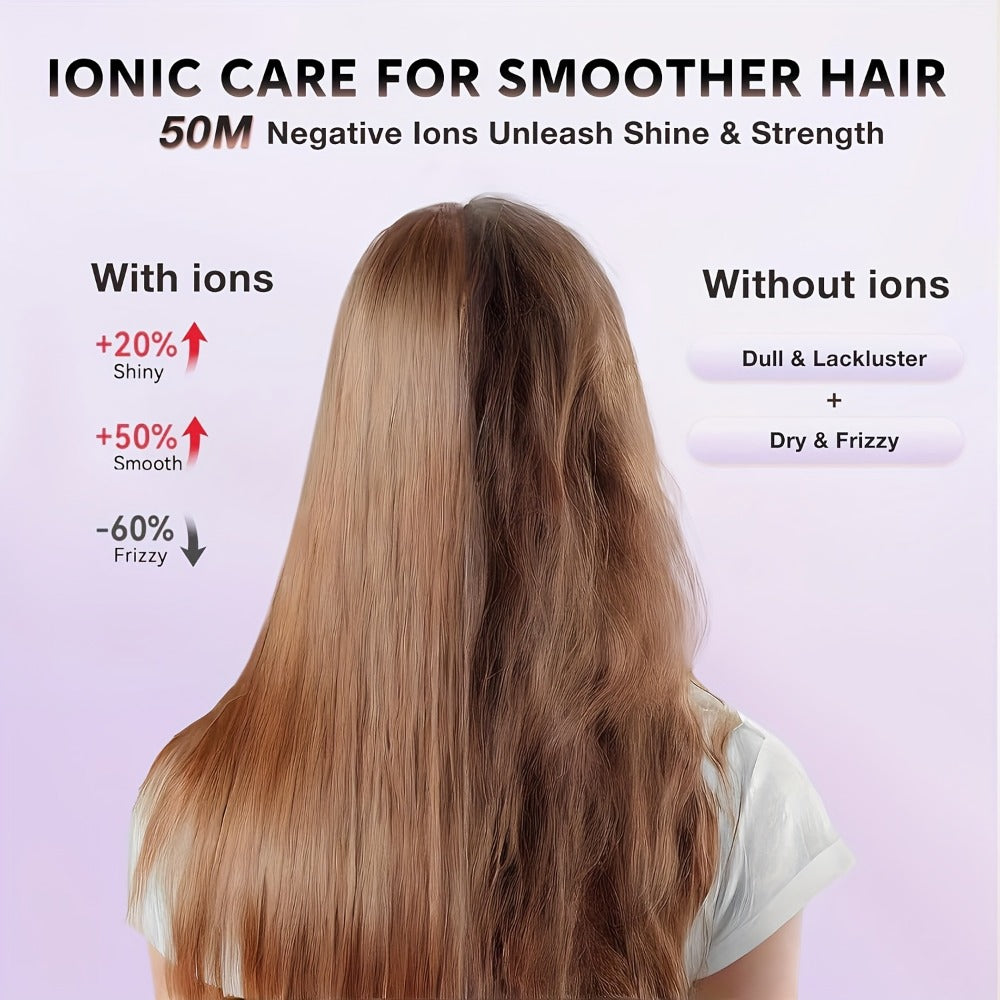 1875W High-Power Pink Travel Hair Dryer, Foldable Design, with Diffuser And Focusing Nozzle, Compact Powerful Ion Hair Dryer, 3-Speed Temperature Control And 2-Speed Wind Speed, Fast Drying Hair