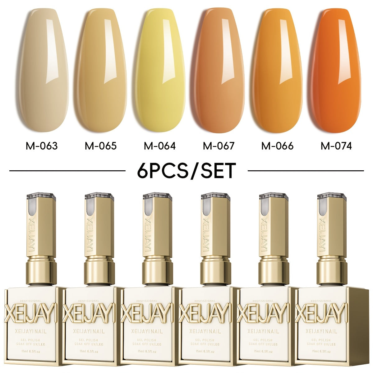 Gel Nail Polish Set 6 Colors Holographic Rainbow - 0.51oz Semi-Permanent Soak-Off LED Gel, Candy Macaroon Colors for Spring Nail Art, Frame Bottle Salon Quality Long-Lasting Nail Color Kit