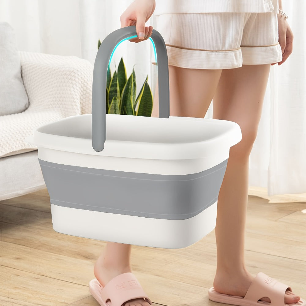 Collapsible Foot Bath Basin Foot Soak Tub, 15L/4 Gallons Large Foot Soaking Tub with Massage Acupoint for Soaking Feet, Pedicure Bowl Foot Spa, Multifunction Plastic Bucket with Handle, Foldable Laundry Basket