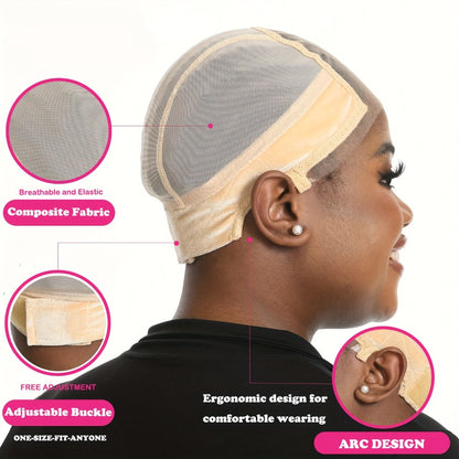 Lace Wig Cap 4x5 Adjustable Non-Slip with Ear Cutouts Transparent Lace Edge Soft Breathable for Women Brown Blonde Black 613 Daily Wig Wear