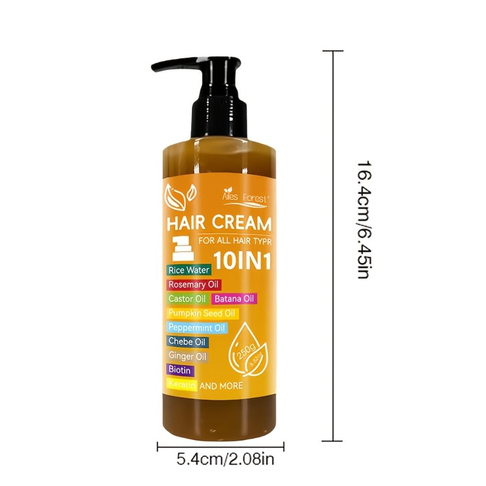 10-In-1 Hair Essence - High Permeability Hair Care Film, Containing Batana Oil, Rosemary Oil, Castor Oil, Biotin, Keratin, Ginger, Scallop Oil, Mint, Pumpkin Seeds And Rice Water, to Dry And Damaged Hair, Scalp Care, Make Hair Look Thicker