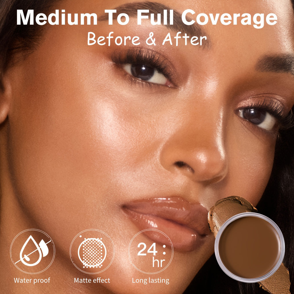Matte Velvet Foundation Cream (for Medium to Dark), Nourishing Non-Caking Foundation-Full Coverage, Long Lasting Controls Oil & Waterproof, Pore-less, Smudge-proof, Not Easy to Remove, 0.7oz BIG Volume Flawless Cream Bronzer Makeup