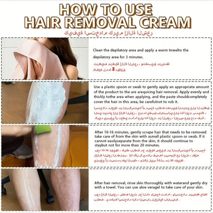 Coconut Hair Removal Cream 100g — Painless Depilatory for Women, Face Legs Armpits Bikini Area, Gentle Sensitive Skin Formula, Semi-Permanent Smooth Results