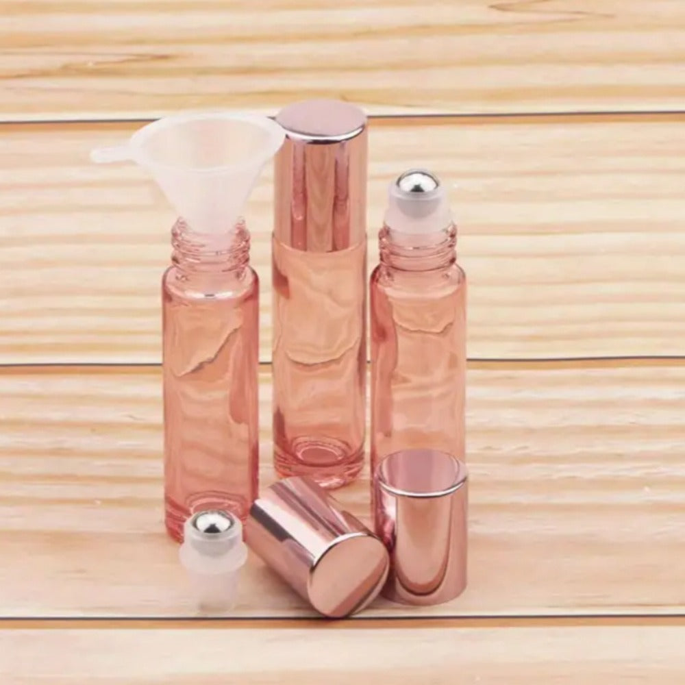 Set of 14 Glass Roller Bottles, Each 0.34oz, Designed for Essential Oils - Perfect for Travel - Reusable Perfume Containers Featuring Stainless Steel Roller Balls And Caps, Includes a Funnel for And Perfumes