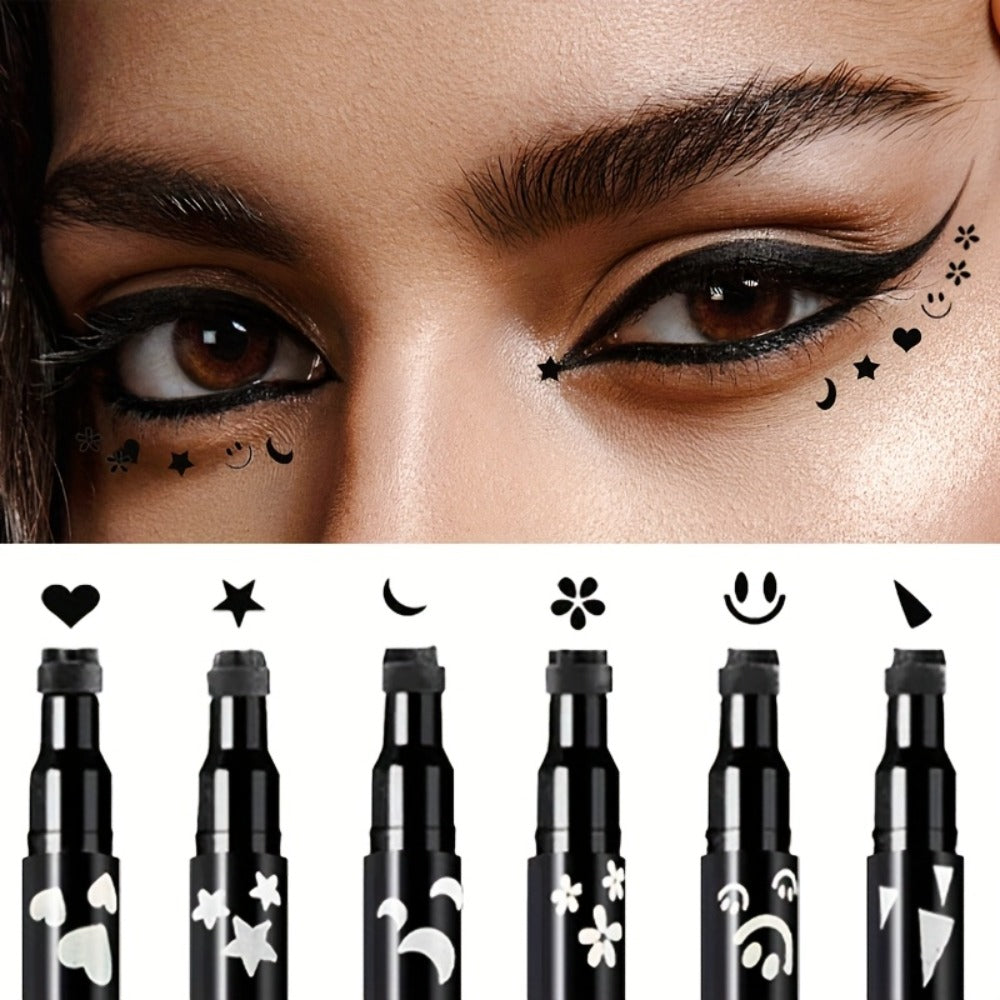 Eyeliner Pen Set 6pcs Waterproof Smudge-Proof Double-Ended Liquid Eyeliner Kit - Oil-Proof Long-Lasting Precision Eye Liner Pencil for Women Holiday Gift