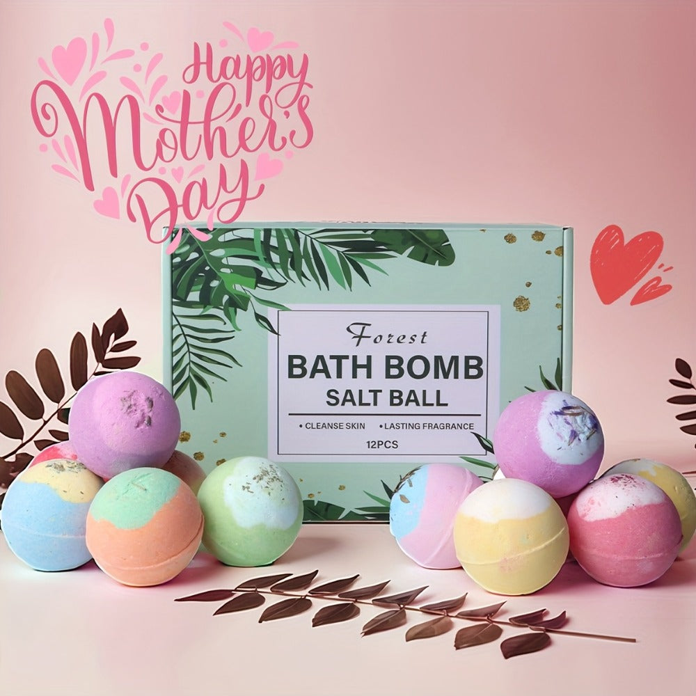Bath Bomb Gift Set 12 Pack Extra Large - Mixed Essential Oil Bubble Bath Balls with 12 Aromatic Scents, Luxury Spa Fizzy Bath Bombs, Birthday Christmas Gift for Women Men