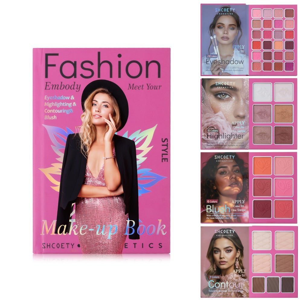 Three-layer Eyeshadow Blush Highlighter Loose Powder Integrated Palette, Book-style Folding Makeup Palette, Holiday Gift Makeup Palette
