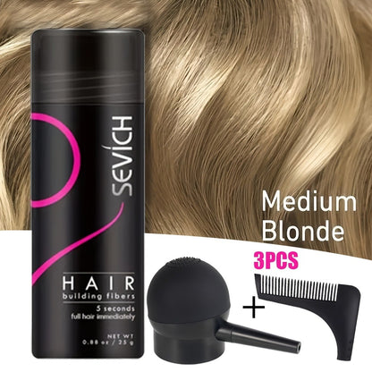 Hair Fibers for Thinning Hair — 3-Piece Kit with Spray Pump & Optimizer, Instant Thickening Powder for Hair & Beard, Rosemary Formula, All Hair Types, 8 Colors Available