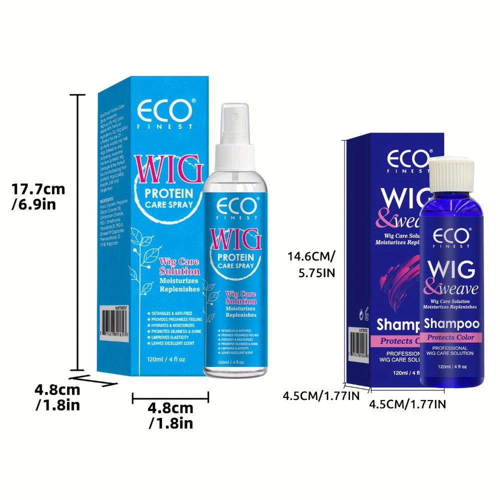 Wig Care Spray and Shampoo Set Anti-Frizz Deep Clean for Synthetic Human Hair & Braided Wigs Extends Wig Life Restores Softness & Shine 1 Set