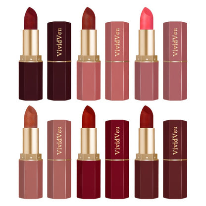 Creamy Lipstick Set 6pcs Berry Shades - Smooth Easy-Apply Formula, Plant-Based Squalane Moisturizing, Buildable Color for All Skin Tones, Holiday Makeup Must-Have for Halloween & Christmas