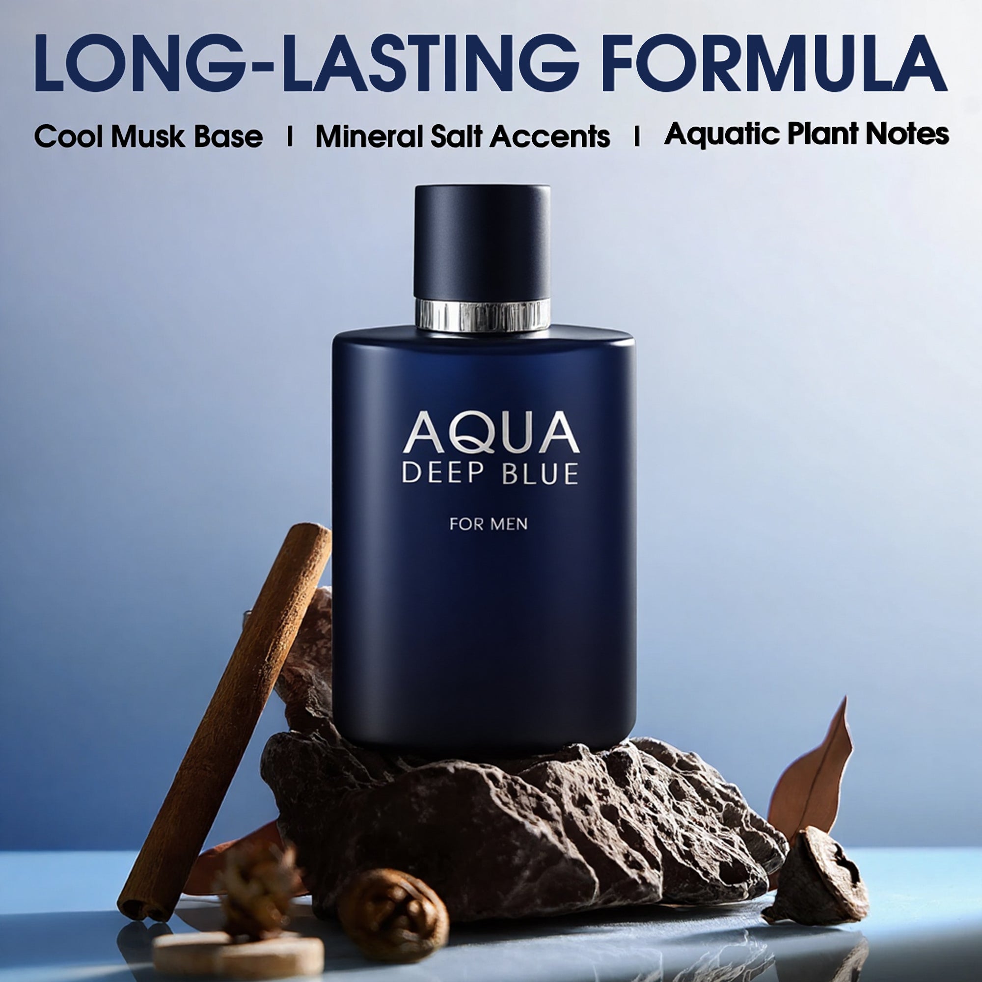 Aqua Deep Blue Cologne for Men Natural Spray Perfume Classic Scent Wonderful Father's Day Gift Eau De Toilette for Daily Use 3.4 Fluid Ounce