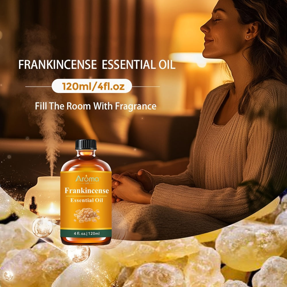 4.06oz Frankincense Essential Oil - Suitable for Humidifiers, Diffusers, Scented Candles, Body Massage - Holiday Surprises - - Unisex - Holiday And Anniversary Gifts for Relatives/ Friends, Valentines Day Gifts for Women