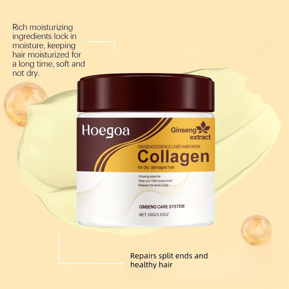 Collagen Hair Care Set 3-Piece with Massage Brush - Hair Mask Keratin Conditioner Essential Oil Moroccan Argan Rosemary Repairs Damaged Hair Moisturizing Gift Set for Women