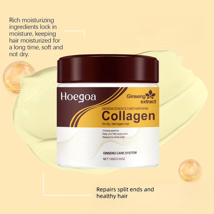 Collagen Hair Care Set 3-Piece with Massage Brush - Hair Mask Keratin Conditioner Essential Oil Moroccan Argan Rosemary Repairs Damaged Hair Moisturizing Gift Set for Women