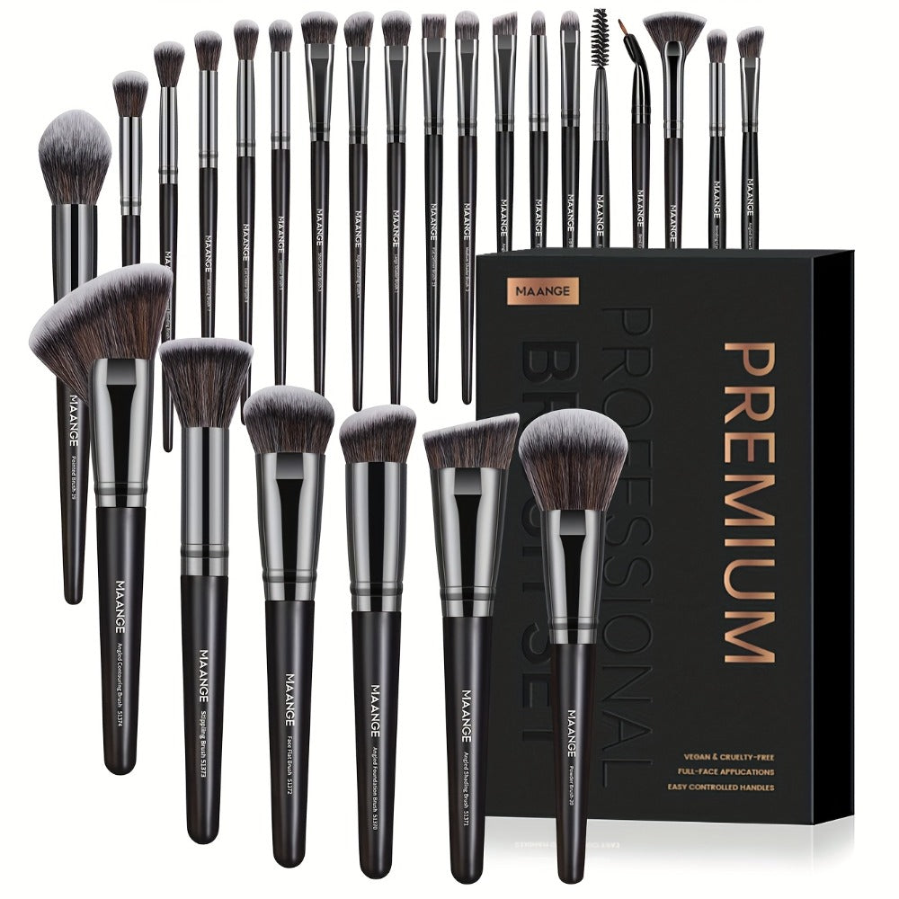 MAANGE 25pcs Professional Makeup Brush Set Paper Box Packaging Foundation Brush Blush Brush Eyeshadow Brush Basic Beginner Makeup Tools Soft And Fluffy Women's Facial Makeup Suitable for Daily Travel Campus Portable