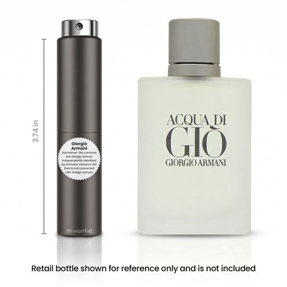 Acqua Di Gio EDT Travel Spray for Men 5ml Portable Atomizer Aquatic Fresh Mediterranean Cologne Bergamot Marine Rosemary Patchouli On-the-Go Gym Office Daily Wear