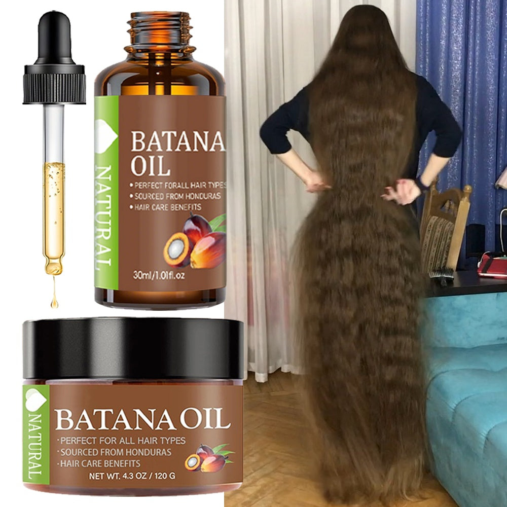 2pcs Natural Honduras Batana Hair Oil 4.3oz + Batana Essential Oil 1.01oz, Soft And Moisturizing Hair Care, Increase Hair Shine, Suitable for Dry And Damaged Hair, Make Hair Healthier, More Refreshed, Stronger, Scalp Nourishment, Lightweight Oil