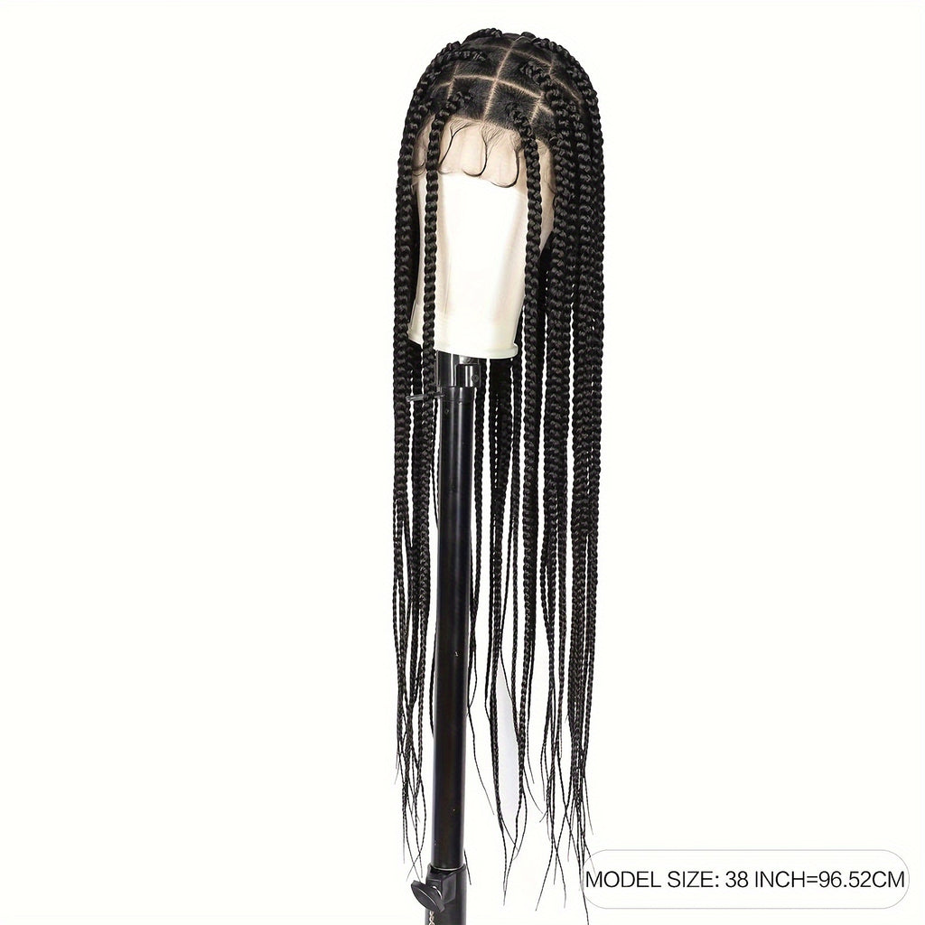 Full Lace Hand-Crafted Lace Front Wig Majestic Extra-Long Tail Curly Braids Lace Frontal Braided Wigs Curly Braids Wig with for Women