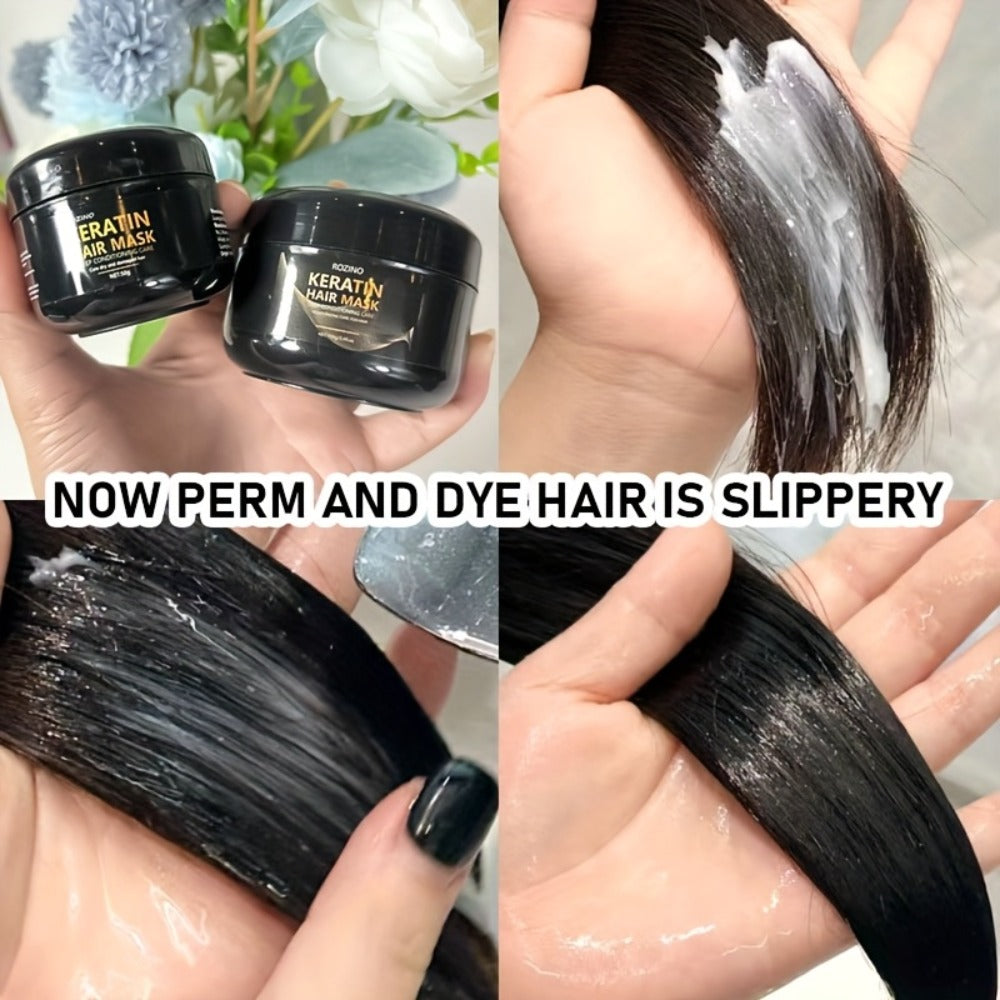 Keratin Hair Care Set 5pcs – Shampoo, Conditioner, Hair Mask & Essential Oil | Cleanses, Strengthens, Repairs Split Ends & Volumizes | Squalane & Glycerin Formula, Unisex