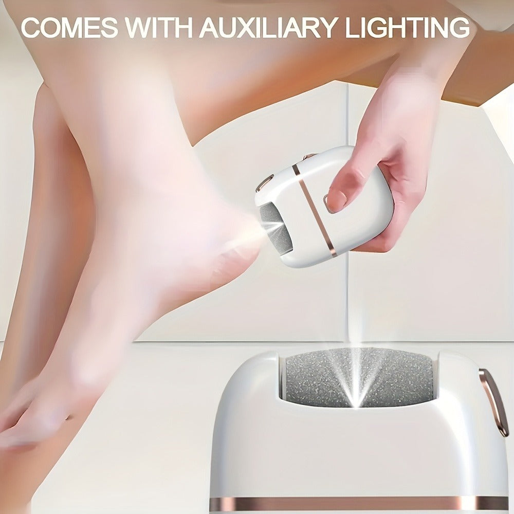 [Three Grinding Heads] Portable Rechargeable Electric Foot Grinder | Two Speeds, Thick Grinding Head for Thick Polishing, USB Charging, Easy to Use for Skin Care of Cracked and Dry Skin, Plastic Material, Battery, Brand: NUAN