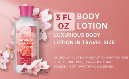 Bath & Body Care Gift Set Shower Gel Body Lotion Body Mist with Aloe Vera Vitamin E Glycerin Moisturizing Fragrance Set for Women Japanese Cherry Blossom Lavender Vanilla Coconut