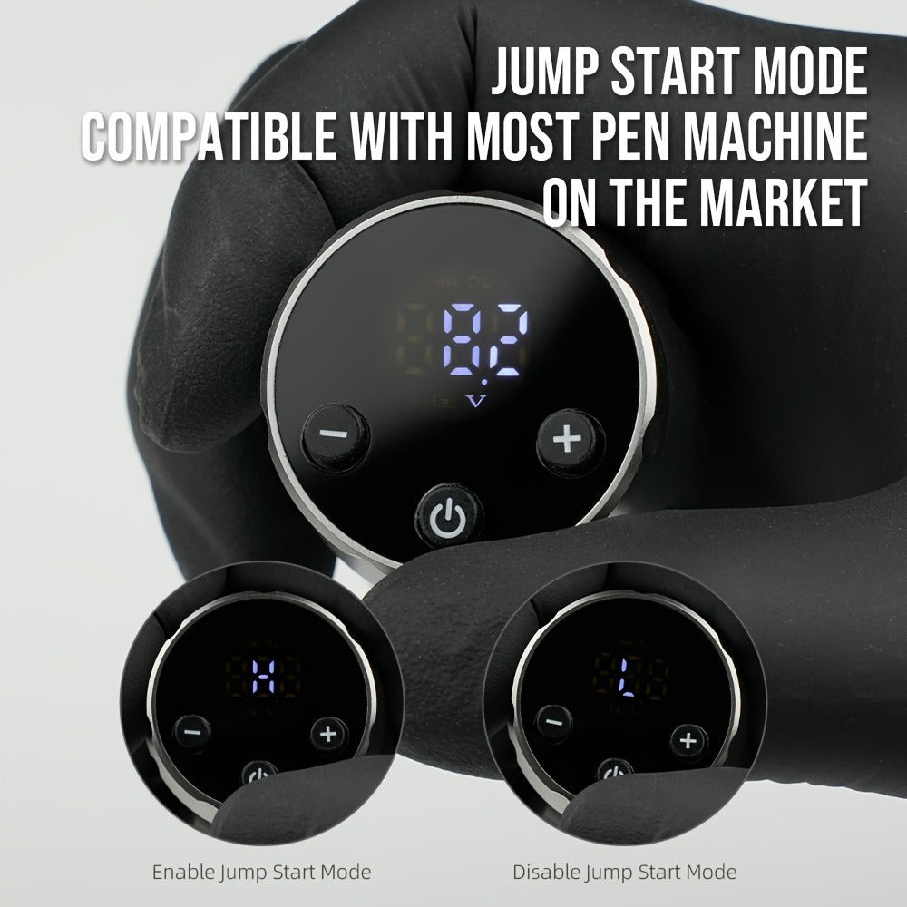 Wireless Power Supply for Tattoos, Featuring a Portable Rechargeable Motor Without Cords, Equipped with an LED Digital Display And RCA Connector, Designed for Rotary Tattoo Machines And Makeup Tools