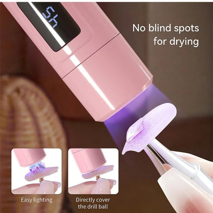 LED Nail Lamp 360° Rotating Head USB Powered with Digital Timer 45s/60s & Nail Stamp - Gel Polish Curer with Condenser Lens for Manicure & Nail Art, White & Pink