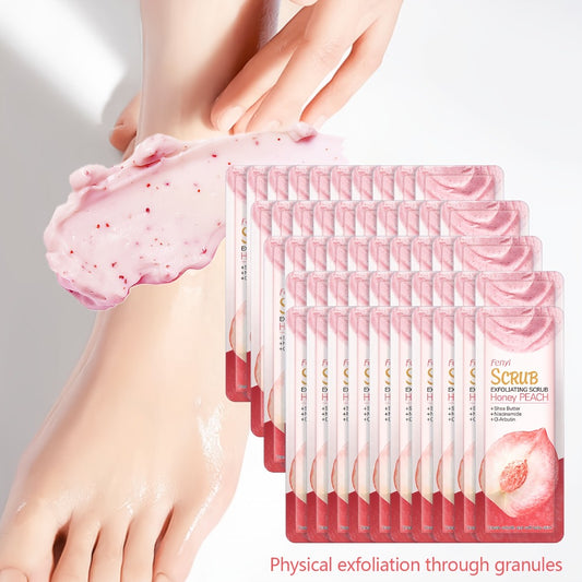 X50pcs Peach Scrub for Feet Body Skin, Gentle Cleansing Moisturizing Smooth And Nourish Skin, Portable for Traveling Holiday Gift for Mother Father Best Friend Christmas Day