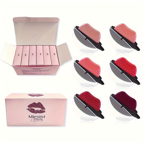 Lipstick Set 6pcs - Matte Color Changing Lip Shaped Lipstick with Jasmine Scent, Non-Fade Long-Lasting Formula, Multi-Shade Lip Makeup Gift Set for Women