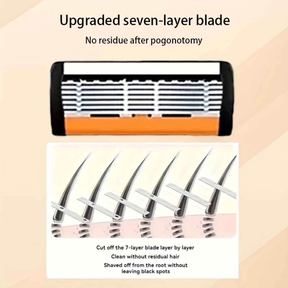 Men'S 72-Blade Razor: Progressive Design for Painless Shaving, 2 Non-Slip Handles, Classic Style, Ideal Gift for Birthday/ Father'S Day