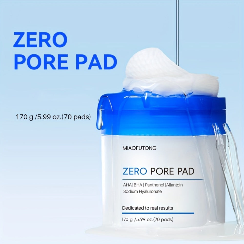 Deep Cleansing Exfoliating Essence, Zero Pore Patch -70PADS, Double Texture, Daily Physical Exfoliation || Moisturizing Wipes with Hyaluronic Acid Scrub Pad, Rose Water+camellia Moisturizing, Moisturizing Cleansing Pad Suitable for All Skin Types