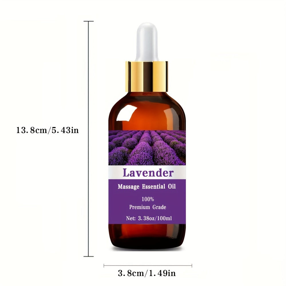 Aromatherapy Lavender Essential Oil 100% Pure Therapeutic Grade for Diffuser Massage Hair Skin Care Relaxation Sleep Aid Stress Relief Men Women Gift 100ml 3.38oz