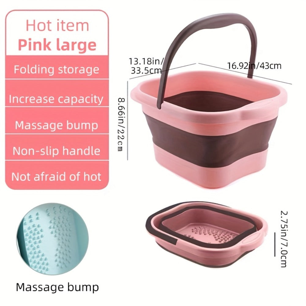 Collapsible Foot Soak - Sturdy Travel Spa Container with Handle, Compact Design for Home, Salon, And On-The-Go - Easy to Clean Foot Soak Container And Laundry Basket, Robust Build