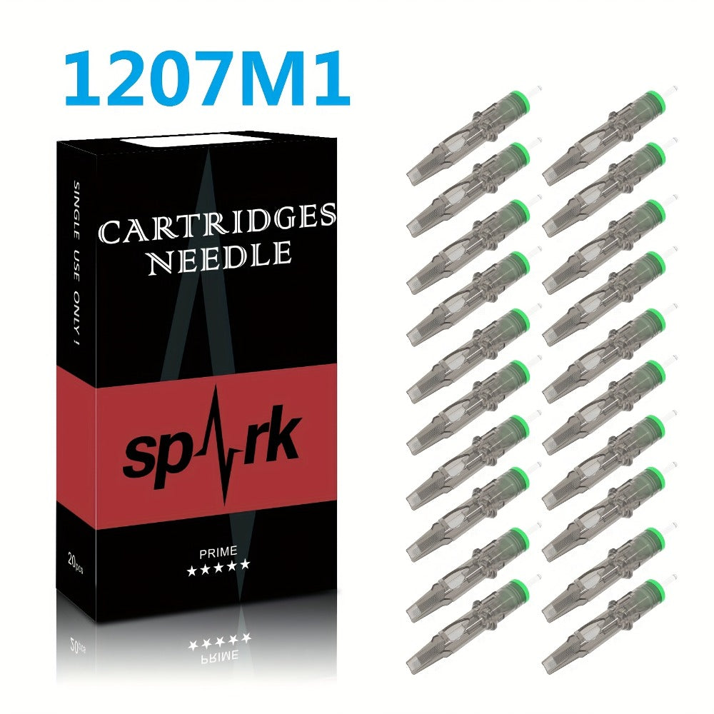 20pcs/box SPARK Tattoo Disposable Cartridge Needles, 12 Series Tattoo Needle For Tattoo Artists And Beginners Type: RS/RL/M1/CM