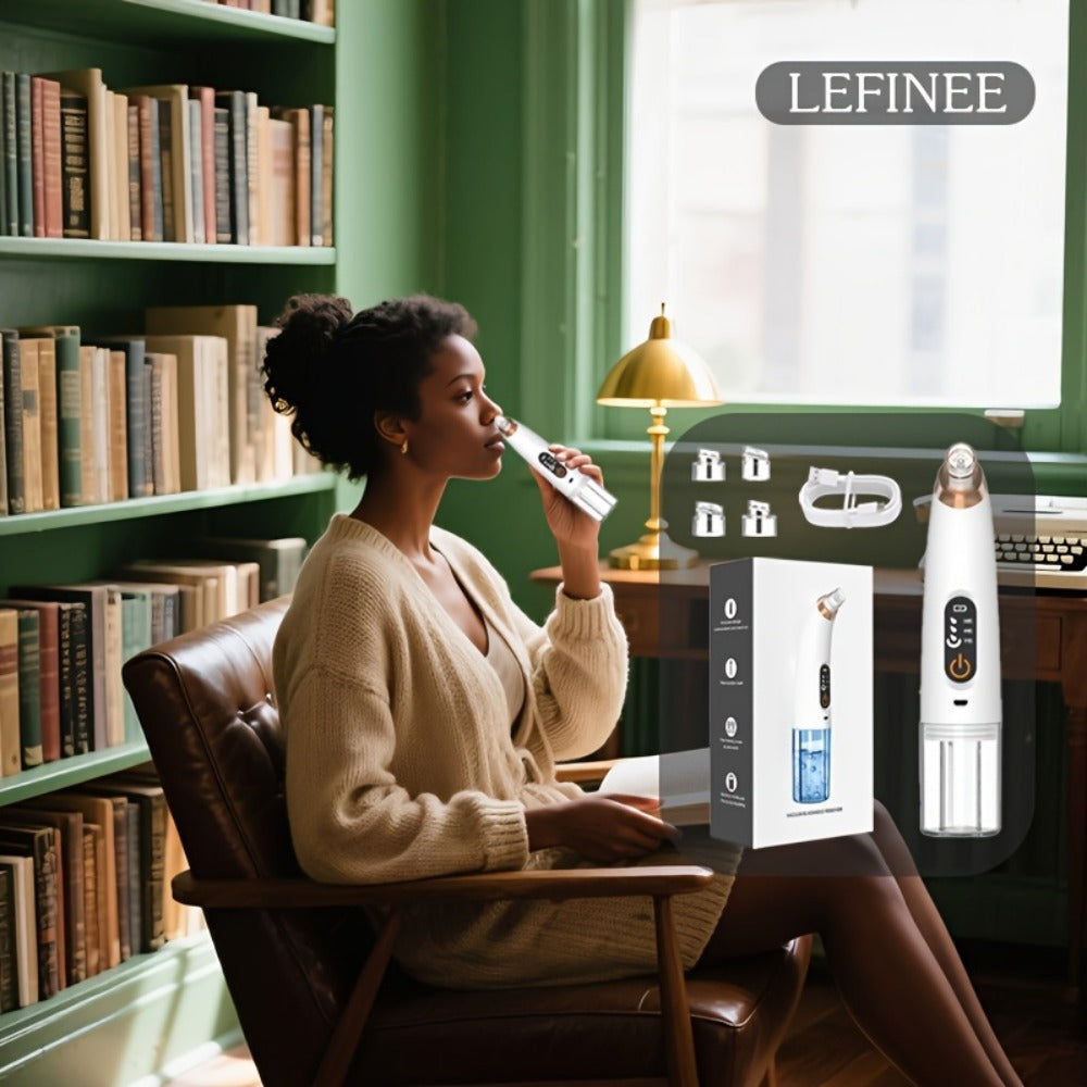 Rechargeable Blackhead Remover & Pore Cleanser Kit - USB Charging, Ergonomic Design with 3 Intensity Settings, Includes Multiple Nozzle Attachments, Ideal Skincare Gift for Enthusiasts