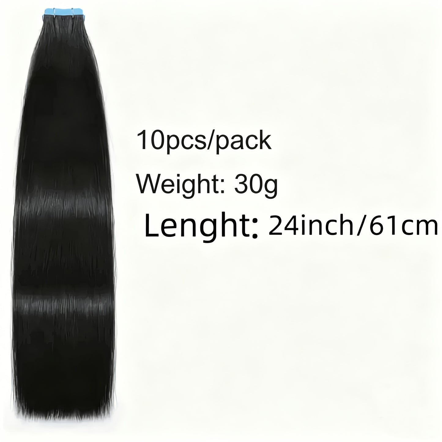Tape In Hair Extensions Human Hair Straight Natural Black 1B Seamless Skin Weft 10pcs 30g Per Pack 16-24 Inch Women Invisible Blend Volume Length